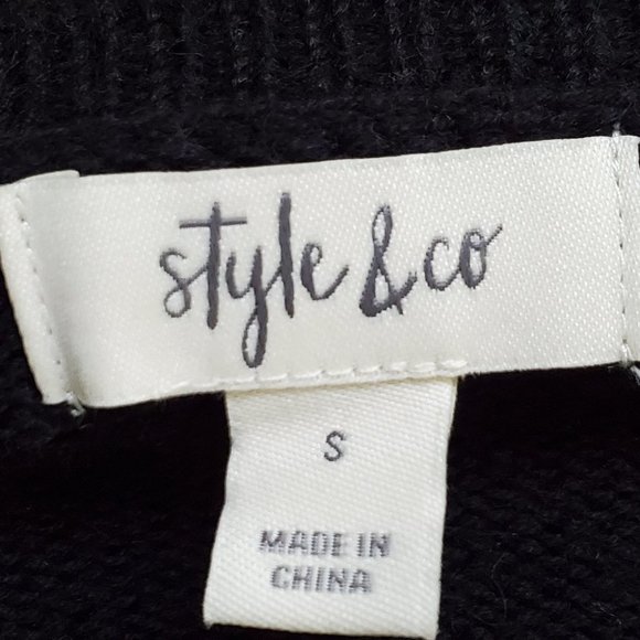 Style & Co Black Sweater With Purple Orange Pink Abstract Floral NWOT Size S - Picture 8 of 10